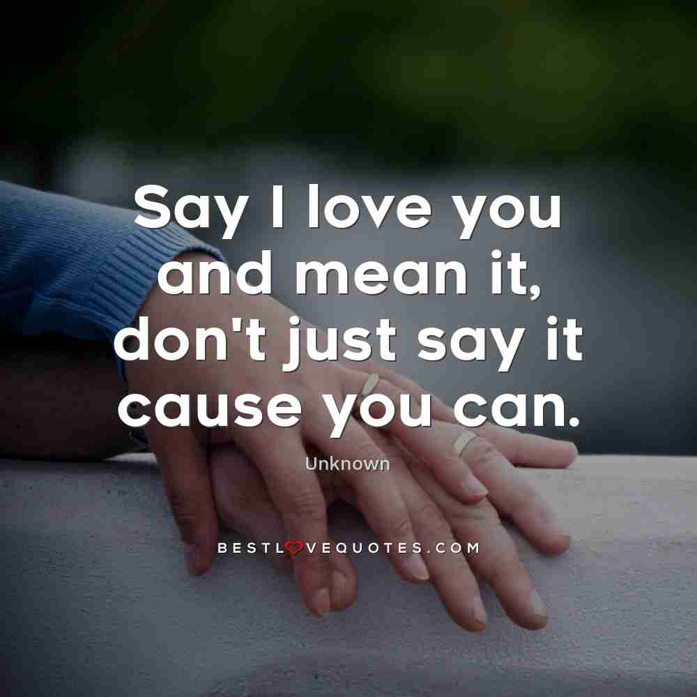 Say I Love You And Mean It Don T Just Say It Cause You Can Best Love Quotes